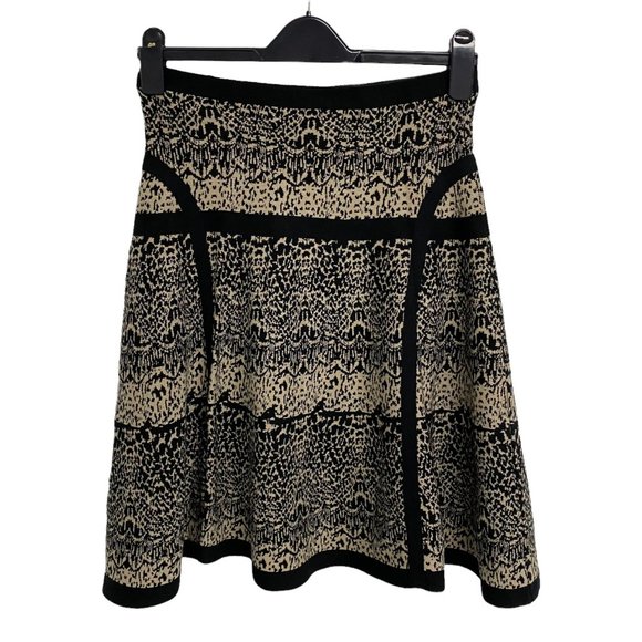 Sloni petite women's knit skirt A-line pull on black beige size P/M - Picture 6 of 8